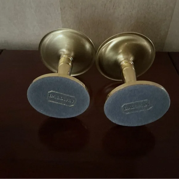 Pair of Baldwin Brass Pillar Candle Holders - Picture 3 of 6